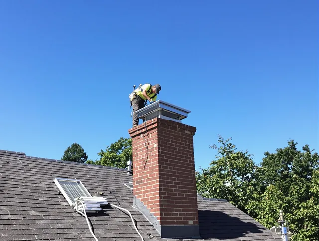 Newport Beach Chimney Sweep technician measuring a chimney cap in Newport Beach, CA