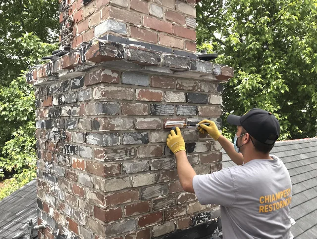 In-progress chimney restoration by Newport Beach Chimney Sweep in Newport Beach, CA