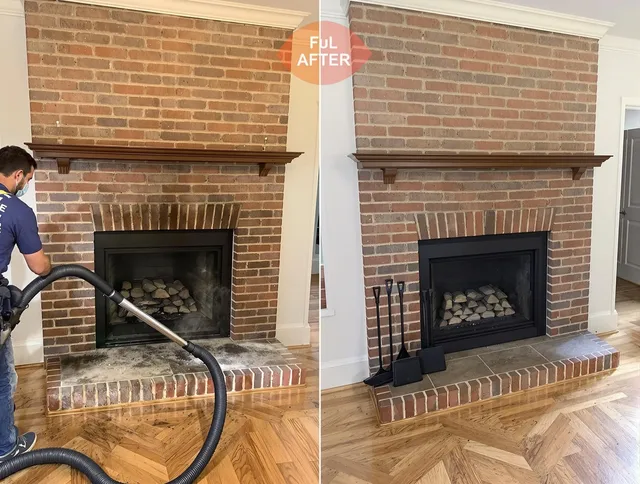 Newport Beach Chimney Sweep carefully sanitizing a fireplace in Newport Beach, CA